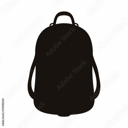 Black silhouette of a simple backpack on a white background image