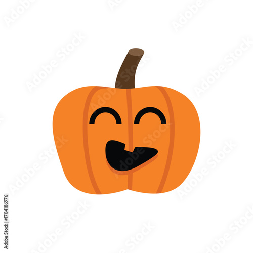Happy Jack o' Lantern Smiling with Joyful Expression. Happy pumpkin expression. Halloween celebration.