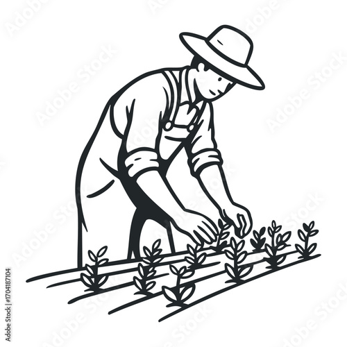 Gardening action planting seedlings in a home garden illustration calm environment viewpoint for organic growth. Vector illustration