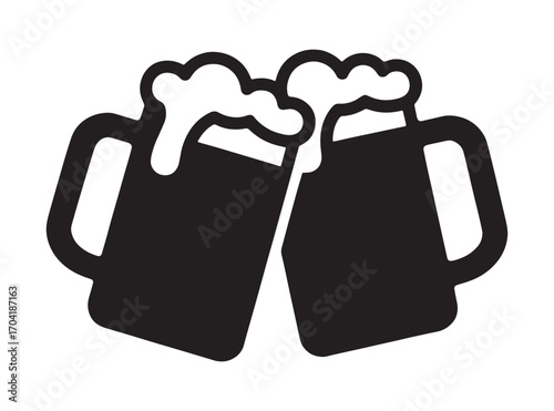 Cheers! Toasting with Two Beer Mugs