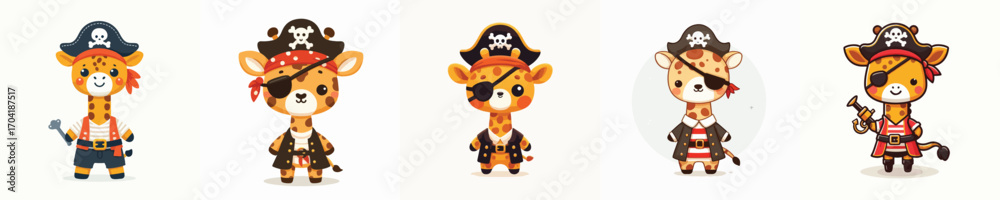 Fototapeta premium cute giraffe vector in pirate costume