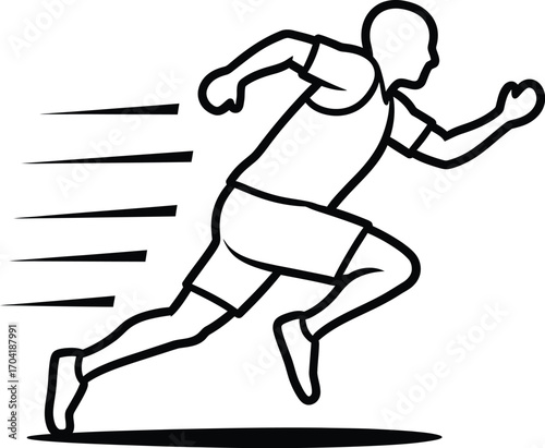 Dynamic silhouette vector art of a sprinter in motion for sports fitness and athletics themes vector