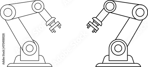 Robotic arm or mechanical arm icon . industrial robot vector icon . robotic arm sign . universal . Thin line robot arm vector illustration . Mechanical robot arm machine icon