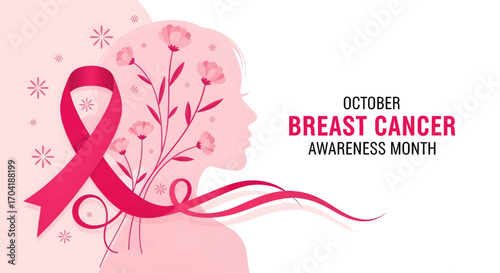 Breast cancer awareness month october pink ribbon symbol for support health hope and medical care campaign vector