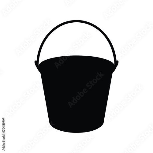 Silhouette of a traditional bucket with handle isolated against white background