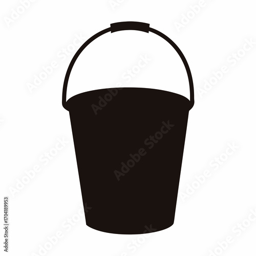Monochrome illustration of a bucket used for household cleaning or gardening