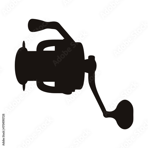 Silhouette of a fishing reel, a popular piece of fishing equipment