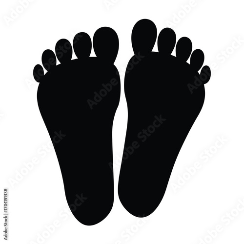 Black silhouette of two feet, symbolizing barefoot walking and wellbeing
