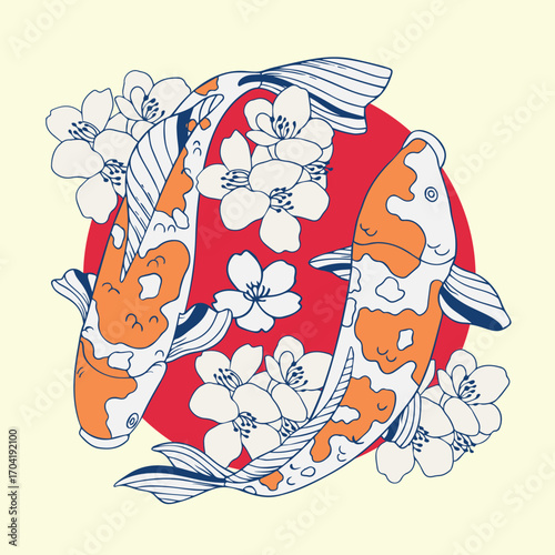 fish koi vector design illustration