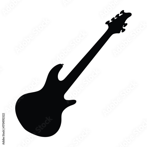 Silhouette of an electric guitar against a white background perfect for design