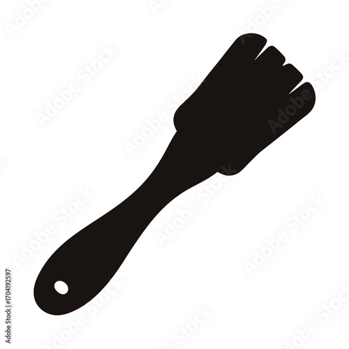 A Black Silhouette of a Pastry Brush with Handle and Hole