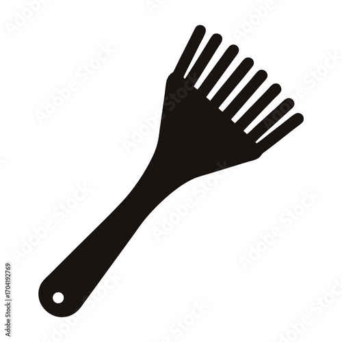 Black and white silhouette of a hair coloring brush with nine teeth