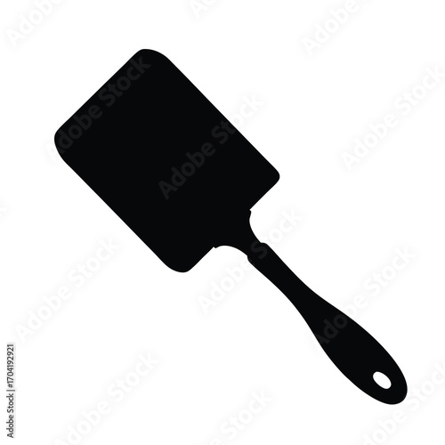 Black silhouette of a flexible spatula or kitchen turner on white