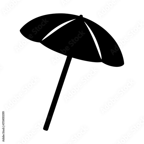 Minimalist silhouette of a beach umbrella providing shade on a sunny day