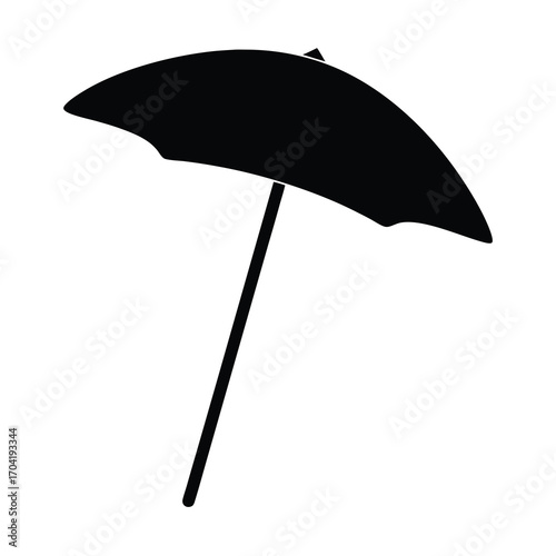 Monochrome representation of a beach umbrella offering protection from the sun