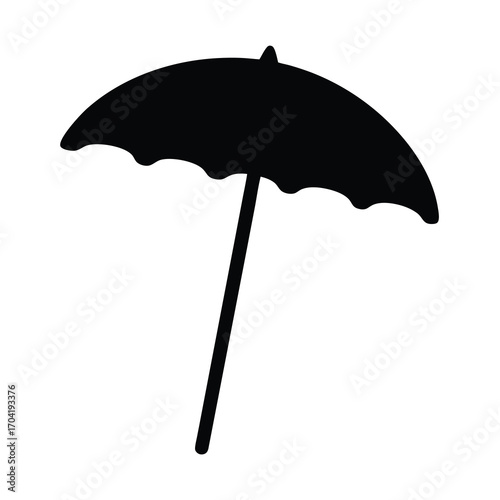Simple graphic depicting the silhouette of an umbrella on a white background