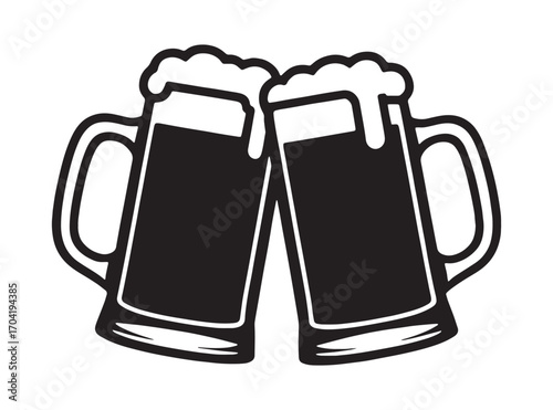 Cheers to Good Times Two Beer Mugs Clinking Together in Celebration