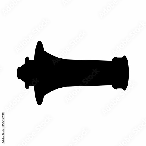 Detailed silhouette of a classical artillery cannon, isolated on a white background