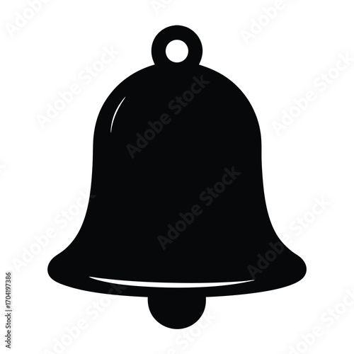 Simple Black Bell Icon on White Background for Notification Purposes