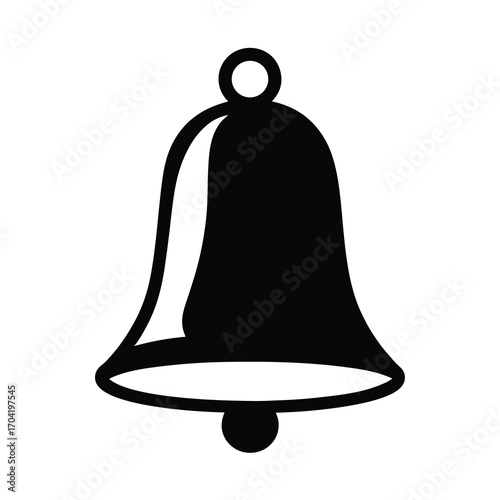 Black and white minimalistic icon of a traditional metal bell for ringing