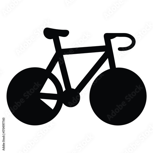 Silhouette of a racing bicycle with thin tires and curved handlebars