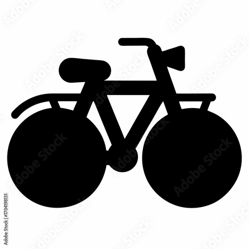 Simple black and white bicycle icon representing transportation and recreation
