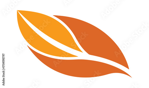 Abstract Orange Leaf Design, Nature Inspired Logo, Vector Illustration