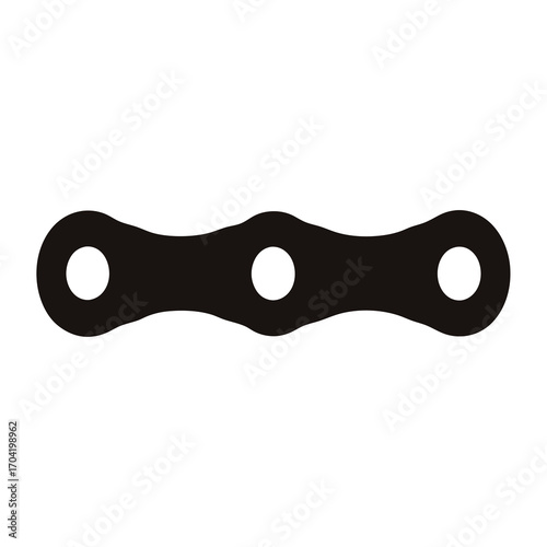 Black bicycle chain link isolated on white background, cycling concept