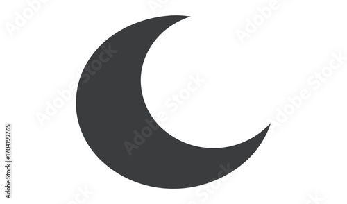 Simple Dark Gray Crescent Moon Icon Graphic Design