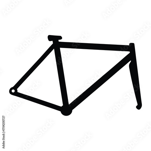 Minimalist Black Bicycle Frame Isolated on White Background for Custom Builds