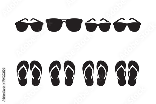 Sunglasses and flip flops summer accessories collection