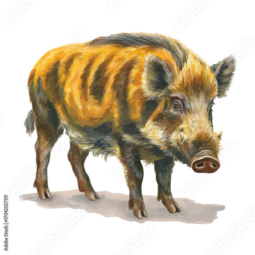 watercolor vector of Boar, isolated on a white background.
