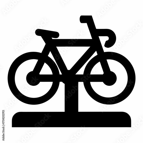 Monochromatic icon of a road bicycle on a rack for service
