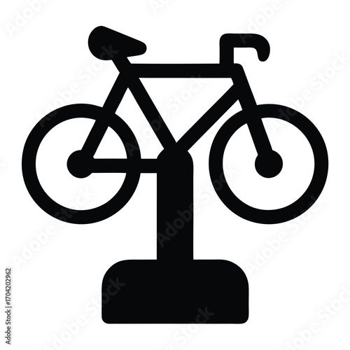 Silhouette of a bicycle on a stand, a simple and clean image