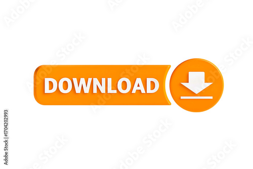 Wallpaper Mural Bright orange download button with white text and a white down arrow icon isolated on transparent background Torontodigital.ca