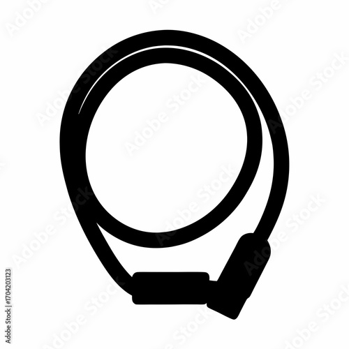 Black and White Graphic Depiction of a Looped Bicycle Cable Lock
