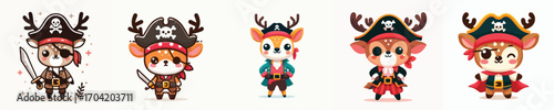 cute deer vector in pirate costume