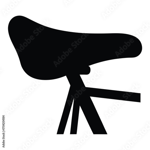 Black and White Bicycle Seat Silhouette on White Background for Cyclists
