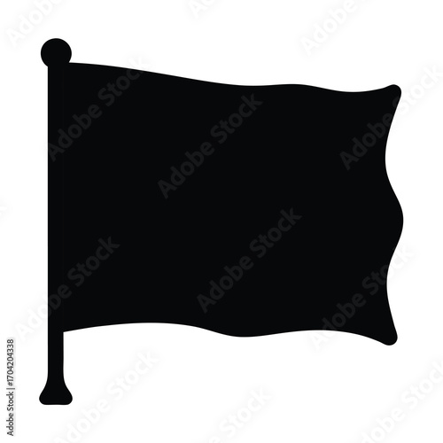 Black flag icon waving on a flagpole, a symbol of anarchy