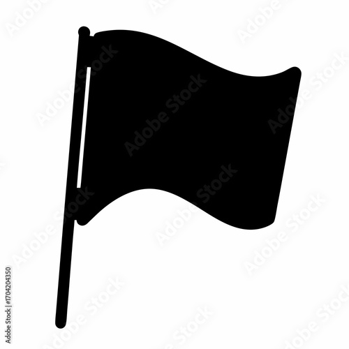 Simple black flag waving on pole representing surrender or defeat