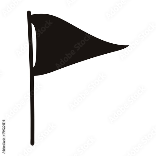 Simple black pennant flag design with a triangle shape and pole