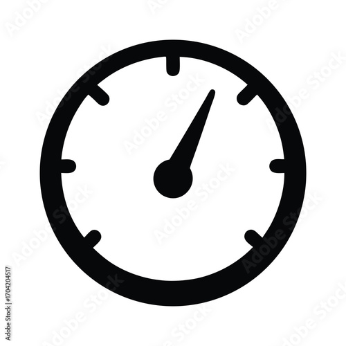 Minimalist black and white clock symbol illustrating time management and measurement