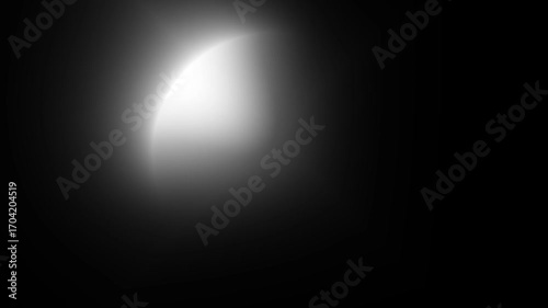 Abstract white glowing crescent light on dark background with smooth futuristic energy rotation effect