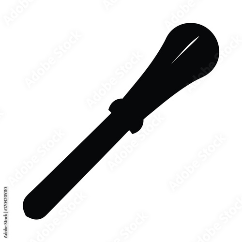 Isolated silhouette of a stirring tool or small spatula on white background