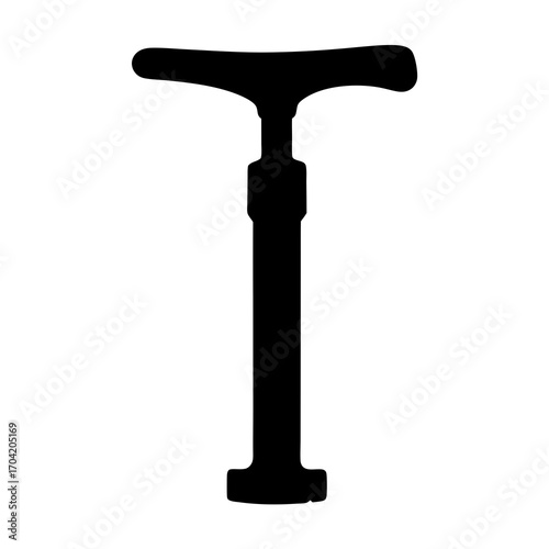 Simple Black Silhouette of a Walking Cane with Adjustable Height Feature