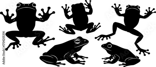 Frog silhouettes, Tree frog silhouette, Jumping frog svg, Jumping frog silhouette, Frog svg, Sitting frog silhouette, Frog clipart set