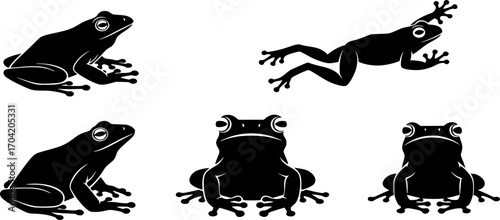 Frog silhouettes, Tree frog silhouette, Jumping frog svg, Jumping frog silhouette, Frog svg, Sitting frog silhouette, Frog clipart set