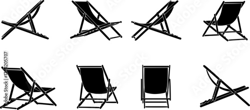 Beach chair silhouette, Summer beach chair silhouette set