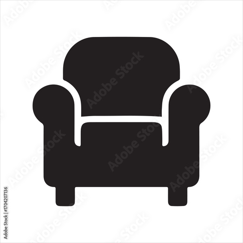 Armchair icon silhouette vector with white background