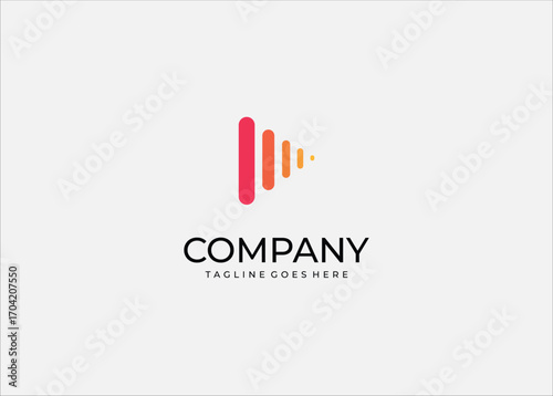 Minimalist vector illustration of colorful gradient bars in wave form. Symbol of sound, music, audio signal, podcast, technology, digital media, growth, and progress. 